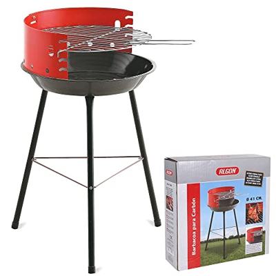 Algon 47089 Barbacoa de Carbón con Patas Redonda, Negro Rojo, 41 cm