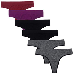 SHEKINI Mujer Tanga String Sin Costura Thong Bragas Interior Braguitas Respirable Cómodo Slip Pack de 6 (Medium, Color B: Gris Gris Negro Negro Púrpur características