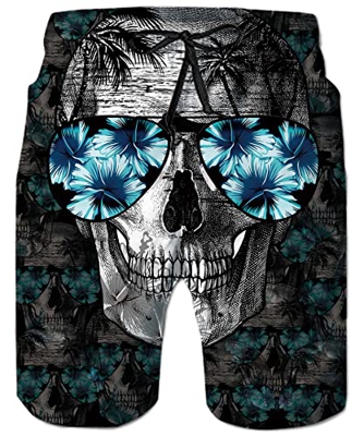 ALISISTER Cráneo Bañadores de Natación Hombre Pantalones Corto Poliéster Secado Rápido Ligero Swim Shorts M