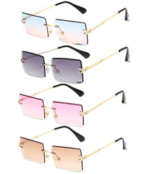 Long Keeper Gafas de sol rectangulares sin montura UV400 Gafas cuadradas sin marco de moda antideslumbrante para mujer (Polvo azul dorado+Gris degrada en oferta