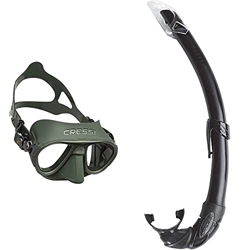 Cressi Calibro Máscara polyvalent para Buceo, apnea Avanzada y submarina Fishing, Unisex Adulto, Verde, Talla única + Mexico Tubo de Snorkel, Unisex-A en oferta