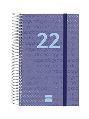 Finocam Espiral Year - Agenda Enero 2022 - Diciembre 2022 (12 meses), Mediano - E5 - 117x181 mm, Azul