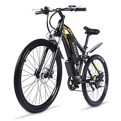 SONGZO Bicicleta eléctrica 27.5 Pulgadas Bicicleta de Montaña eléctrica con Batería de Iones de Litio de 48V 15Ah, Doble Absorción de Impactos