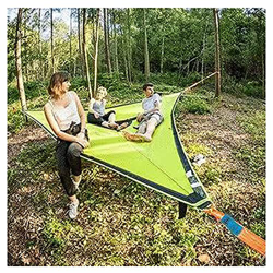 HFAFRZ Hamaca gigante revolucionaria para acampar, hamaca multipersona, diseño de 3 puntos, hamaca decorativa de lona multipersona, fácil de usar, sil precio