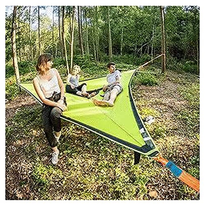 HFAFRZ Hamaca gigante revolucionaria para acampar, hamaca multipersona, diseño de 3 puntos, hamaca decorativa de lona multipersona, fácil de usar, sil