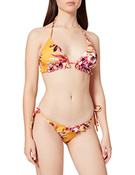Iris & Lilly Am1314 Conjuntos de Bikini, Amarillo Mostaza, Floral Tropical, 40 en oferta