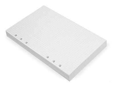 Insertos de Planificador de Encuadernado de 6 Anillos A5 -Hojas Sueltas con Cuadrícula de Puntos, Recargas de Papel A5 Compatibles Con Filofax, 6 Orif