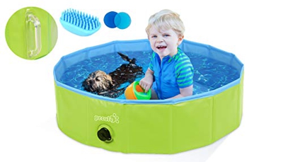 Pecute Piscina Niño Perros y Gatos Bañera Plegable,Regalo: Cepillo de Silicona, Tiene un defecto de escombros, Pero Todo lo demás es Normal y no afect