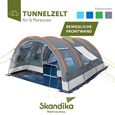 Skandika Helsinki - 6 Personas - Tienda de campaña Familiar - túnel - mosquiteras (Gris)