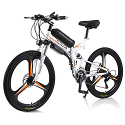 AKEZ Bicicleta Eléctrica Montaña Plegable,26" E-Bike MTB Pedal Assist, Bici Electrica Plegable Urbana Ebike Adultos,Shimano 21 Velocidades Batería Ext en oferta