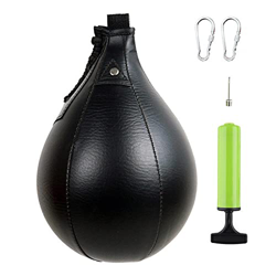 DSFSAEG Boxeo velocidad bola sacador bolsa durable PU cuero forma pera MMA velocidad bolsa con colgante portátil para gimnasio en casa (negro) precio