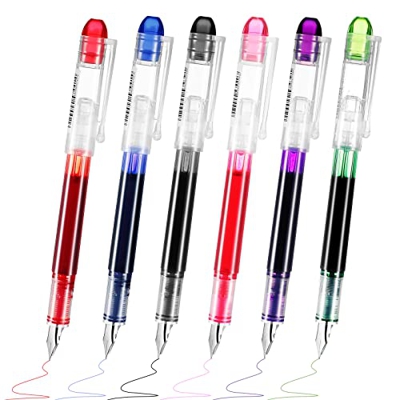 6 Plumas Estilográficas Desechables Bolígrafos de Tinta de Colores de Diseño Clásico de Punta Extrafina Plumas Estilográficas de Colores Surtidos para