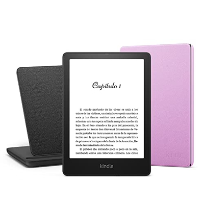 Kindle Paperwhite Signature Essentials Bundle con Kindle Paperwhite Signature Edition (32 GB, sin publicidad), Funda de Piel de Amazon y Base de Carga
