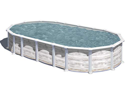 Gre KITPROV7388N – Piscina Desmontable con decoración nórdica, 730 x 375 x 132 cm, filtración 6 m3/h, Sistema omegas, Gris en oferta