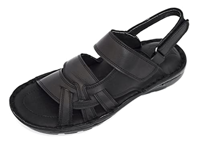 KS - 2021 - Zapatos Sandalias para Hombre - Ideales para Verano - Cuero Negro 43