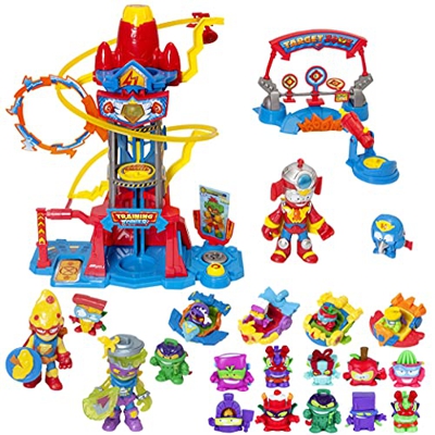 SuperThings Kazoom Kids – Training Tower y Pack Sorpresa 16 Sets | Contiene Training Tower, 10 Sobres One Pack, 4 Kazoom Sliders y 2 Kazoom Kids | Jug