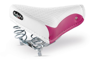Selle Montegrappa - Sillín de Bicicleta de Piel para CITYRAD BEACHCRUISER HOLLANDRAD en Aspecto Retro Vintage 1750 Export Color: Rosa/Blanco – Fabrica