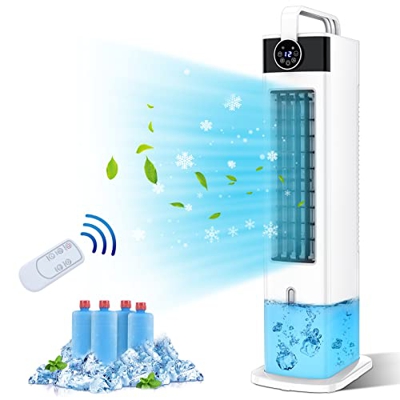 Ventilador de Torre Enfriador de Aire Evaporativo Climatizadore con Temporizador de 12 Horas, 70W, Oscilante, 3 Velocidades, 3L Tanque de Agua, Contro