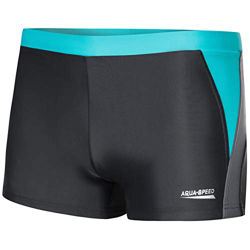 Aqua Speed Dario Mens Bañadores | Pantalones de baño para Hombres | Protección UV | 01. Gris/Gris Claro/Turquesa | Tamaño: L en oferta