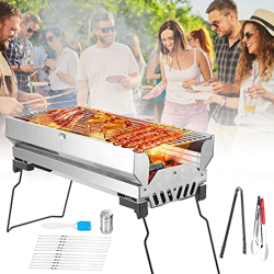 Barbacoa de carbón portátil, Parrilla de Carbón Plegable Portátil para Picnic 46 * 23 * 33cm, para picnics, viajes, patio o camping en el jardín (medi precio