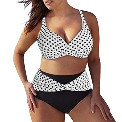 Bikinis Mujer 2019 Tallas Grandes LANSKIRT Trajes de baño con Estampado de Puntos para Mujeres bañadores Casual Conjunto de Bikini Tangas Dos Piezas p