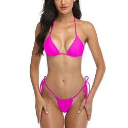 SHERRYLO Traje de baño de bikini tanga para mujer brasileño inferior triángulo bikinis top traje de baño - - Small precio