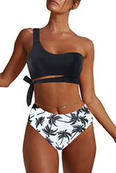 Rayson Trajes de Baño Mujer de 2 Piezas Bikini Push Up Bañador Talle Alto Control de Barriga Bandeau Push Up Solo Hombro Bikinis Brasileños Mujer en oferta