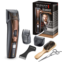 Remington Beard Kit MB4048 - Recortadora de barba, barbero, cuchillas de titanio, 5 accesorios, con o sin cable, color negro y marrón en oferta