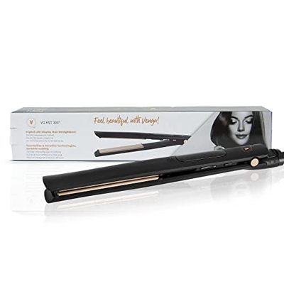 Venga! Plancha alisadora de cabello con iones de turmalina, placas flotantes, infusión de queratina, revestimiento de cerámica, control de temperatura