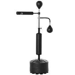 HOMCOM Saco de Boxeo de Pie Ajustable en Altura con 2 Bolas de Velocidad Barra Giratoria 360° y Base Rellenable Agua o Arena Punching Ball para Adulto en oferta
