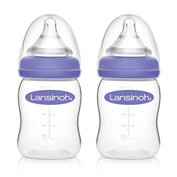 Lansinoh NaturalWave 75870 - Biberón con tetina (tamaño S, 2 x 160 ml, 2 unidades), transparente características