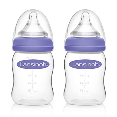 Lansinoh NaturalWave 75870 - Biberón con tetina (tamaño S, 2 x 160 ml, 2 unidades), transparente