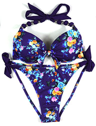 eonar Mujer Push-up Bikini Desmontable Acolchado Bra Ajustable Trajes de baño(M,B-Floral) en oferta