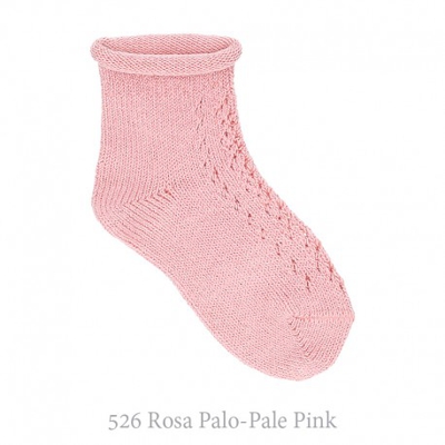 Patuco Bebé Algodón Cálido Calado Central De Condor. 526-rosa Palo 000