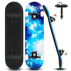 Completo Skateboard Skate Patineta Maple para Niños y Adolescentes Tabla Skate 79 x 20 cm con Rodamientos ABEC-7 y Juego de Herramientas T en oferta