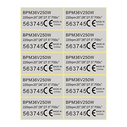 Etiqueta engomada del motor de la impulsión media de 36 V 250 W del motor etiqueta engomada impermeable etiqueta 4.5x2.3 cm motor CE etiquetas compati características