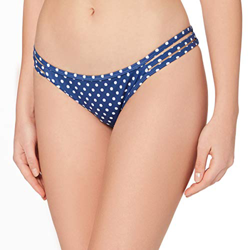 Iris & Lilly Hipster Pant with Side Binding Parte Inferior de Bikini, Azul Marino, Topos, 40 en oferta