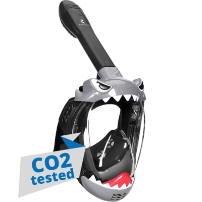 Khroom Máscara de Snorkel Segura para CO2 para niños a Partir de 5 años | Probado* por TÜV Rheinland | Máscara de esnórquel de Cara Completa | Máscara