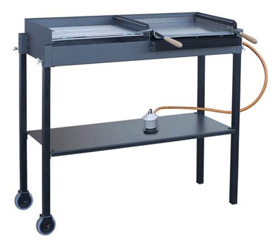 Barbacoa de Gas y Carbón Portátil con Plancha de Acero Inoxidable y Parrilla con Cincado Homologado | Asador de Doble Altura para Exterior 1145x980x48