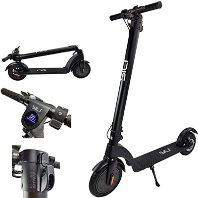 SILI Ryder en negro 36v Scooter eléctrico plegable con batería extraíble 5Ah