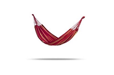 909 OUTDOOR Hamaca Colgante Roja de Algodón, Hamacas Portables para Jardín y Acampar, 2 Mosquetónes, Cuerda de Nylon y Bolsa, 1 Persona