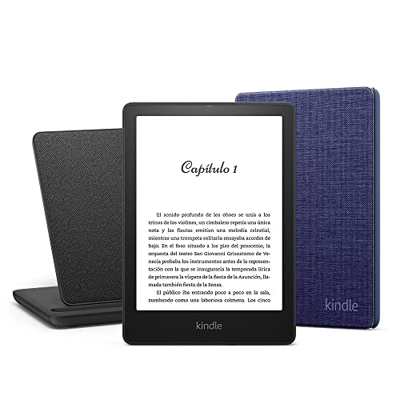 Kindle Paperwhite Signature Essentials Bundle con Kindle Paperwhite Signature Edition (32 GB, sin publicidad), Funda de Tela de Amazon y Base de Carga