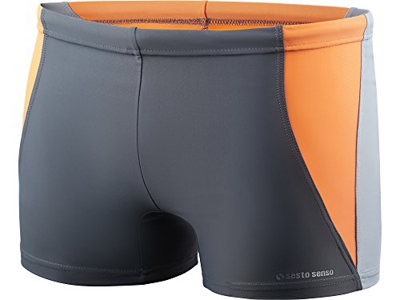Sesto Senso Bañador de natación para hombre 371 (Graphite/Naranja/Gris, XL)