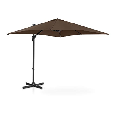 Uniprodo Sombrilla Tipo Semáforo Parasol Colgante Uni_Umbrella_2SQ250BR (Pantalla Cuadrada, 250 x 250 cm, Giratoria, Color Marrón)