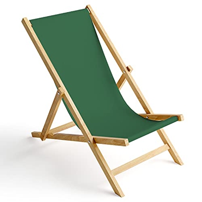 Ferocity Tumbona de Madera Plegable, Silla de Playa con Funda Intercambiable, diseño Verde 1 [119]