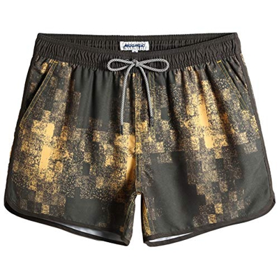 MaaMgic Bañador Hombre de Natación Secado Rápido Interior de Malla Pantalones Cortos d'Aire Vintage 80s 90s,Comienzo Amarillo,M