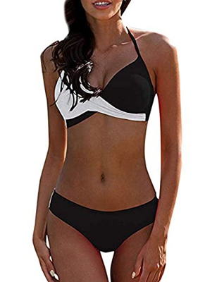 CheChury Bikinis Mujer 2021 Push Up Halter Bikini Traje de baño Acolchado Bra Tops y Braguitas Bikini Sets Talla Grande Bañador Vacaciones