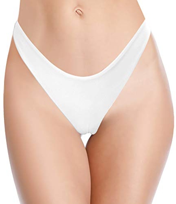SHEKINI Traje de Baño para Mujer Bikini Pantalones de Baño Cintura Baja Brasileño Braguitas de Bikini Tanga Sexy Pantalones de Bikini de Playa(Blanco-