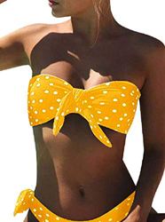 UMIPUBO Bikini Mujer Dos Piezas Ropa con Estampado de Lunares Push-Up Traje de baño con Lazo Acolchado Conjunto de Bikini de Playa Acolchado Bañador ( en oferta