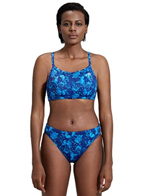 SYROKAN Mujer Deportivo Bañador Bikini Traje de baño Dos Piezas con Relleno Tinta Azul XS